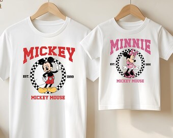 Custom All Disney Characters Checkered T-Shirt, Retro Mickey and Friends, Vintage Toy Story Shirts
