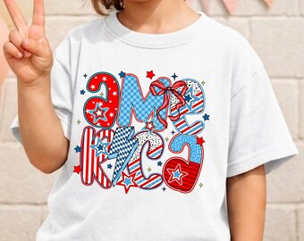 Comfort Colors® Retro Coquette America T-shirt, Patriotic Lightning Bolt Tee, 4th of July Gift for Her,Red White Blue Stars Independence Day