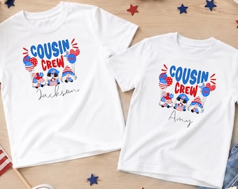 Personalized Cousin Crew 4th of July T-Shirt, Patriotic Family Matching Gift, Independence Day Tee, USA 250th Anniversary Shirt