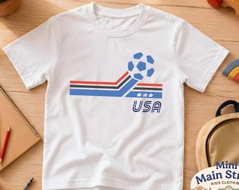 Comfort Colors® Vintage USA 2026 World Soccer Cup Youth T-Shirt, Kids Patriotic Soccer Tee, Game Day Outfit, Perfect Gift for Soccer Lovers