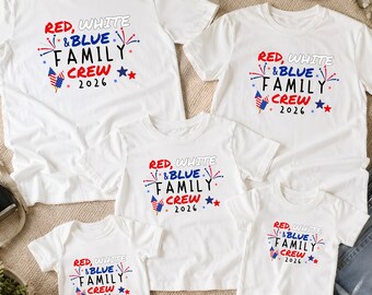 Red White and Blue Family Crew 2026 T-shirts: 4th of July Matching Tee, Fourth of July Shirts
