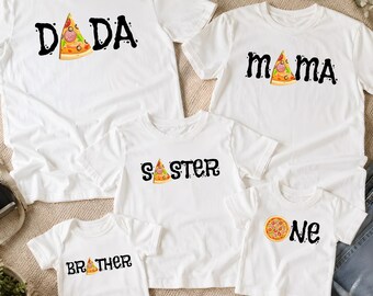 Custom Pizza 1st Birthday T-shirt: Pizza Theme Birthday Party Tees, Matching Family Pizza Birthday Shirts, Pizza Party Outfits