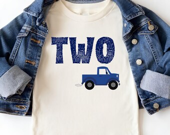 Custom Blue Truck Birthday T-shirt: Little Truck Toddler Shirt, Gift for Birthday Boy, Vintage Truck with Eyes Tee