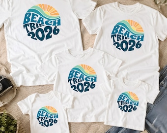 Matching Family Beach Trip 2026 T-shirts, Retro Summer Vacation Tees, Beach Vibes Shirts