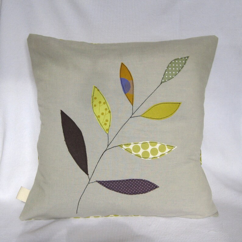 Cushion cover olive green leaves on a branch free motion Etsy