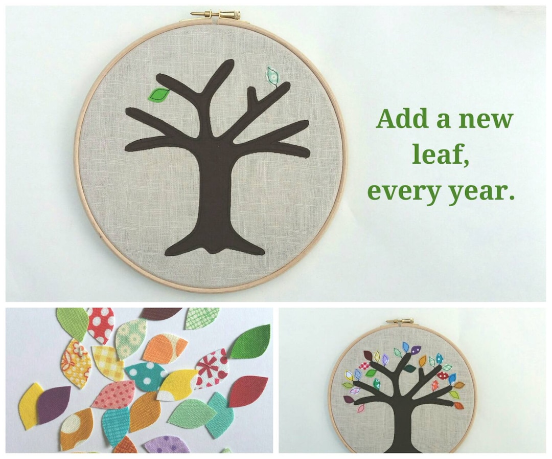 Cotton Anniversary Gift Add a New Leaf Each Year of Marriage. Applique
