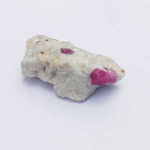 Raw Ruby Crystal Specimen on Marble Matrix – Afghanistan Pink Ruby Mineral Chunk