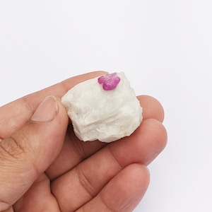 Raw Ruby Crystal Specimen on Marble Matrix – Afghanistan Natural Mineral Chunk