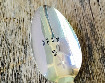 MEOW - upcycled spoon, silver plated, recycled, hand-stamped