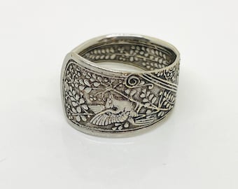 Silver plated Brass Floral spoon ring