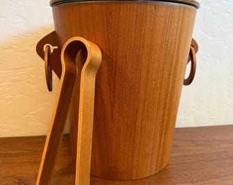 vintage Mid-Century Modern (MCM) teak wood ice bucket