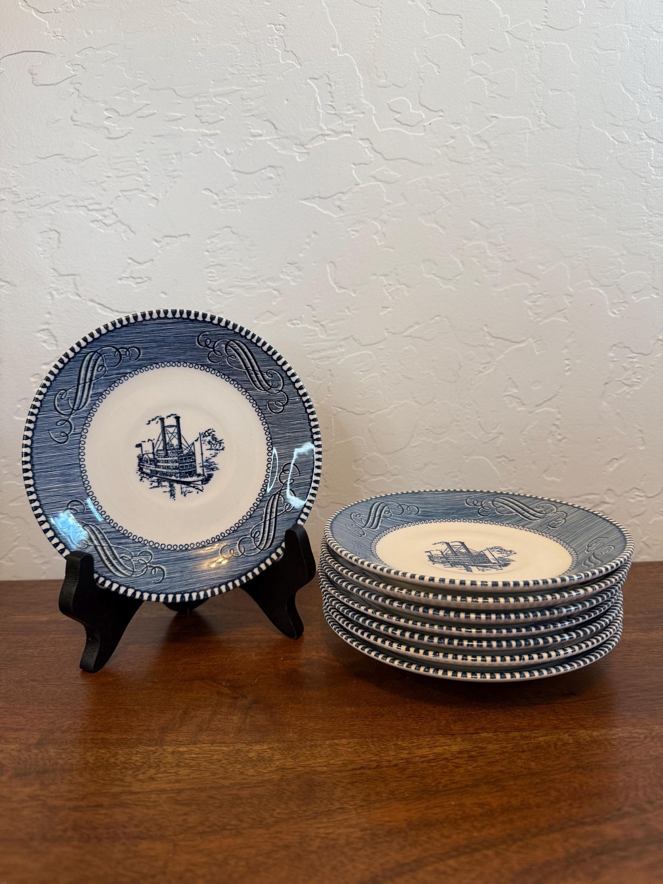 Blue Steamboat Plate - Etsy
