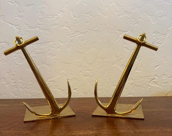 Brass anchor nautical book ends