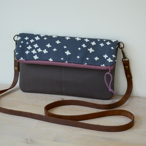 Cross Body Bag in It's a Plus, Fold Over Clutch with Removable Leather Strap