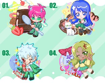 Saiki K Sticker und Schlüsselanhänger