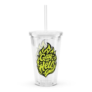 Gay as Hell Tumbler – Neon Flame LGBTQ Pride Drink Cup