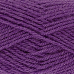 May include: A close-up shot of a ball of deep purple yarn. The yarn is thick and textured, with visible strands tightly wound together. The colour is a rich, saturated shade of purple, suitable for knitting or crochet projects. The yarn appears soft and inviting.