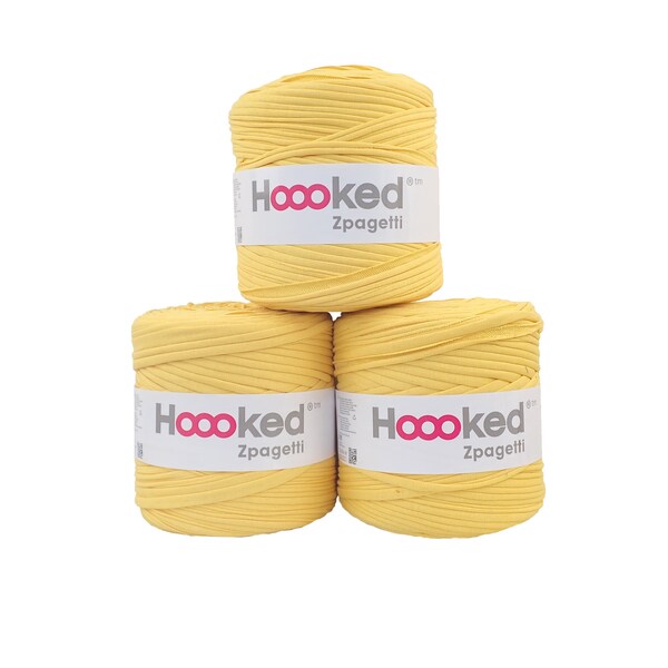 Fil pour t-shirt Hoooked Zpagetti en coton jaune vif - 120 m, 700 g (lot de 3)