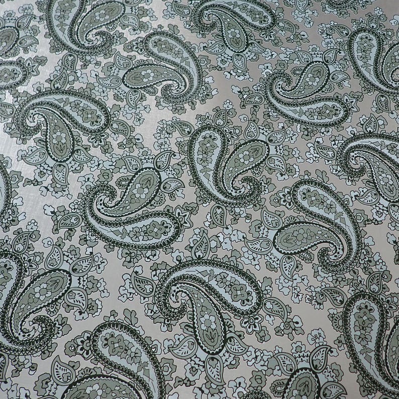 Paisley Guitar Decal - Metallic Silver Back with Black Fabric Texture image 1