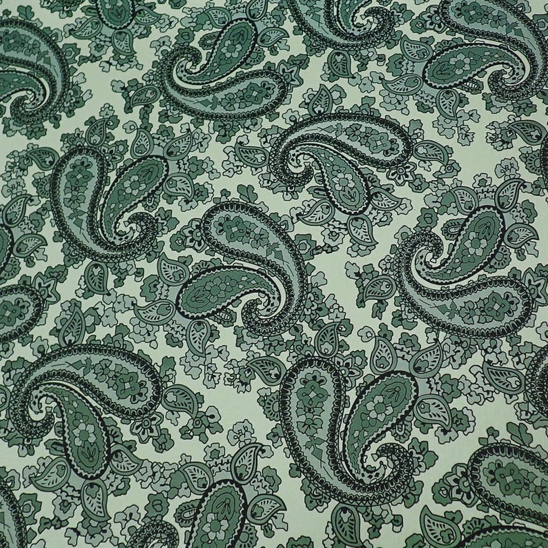Paisley Guitar Decal, Fresh Mint Green on Black Fabric (690x480mm) image 1