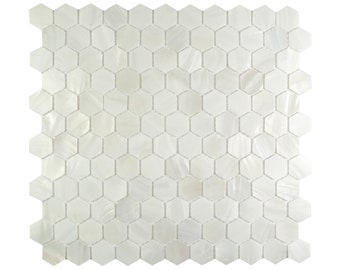 Incudo White Hexagon Mosaic Mother of Pearl Tiles