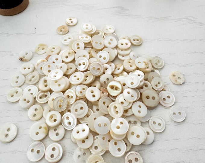 Pear Buttons Vintage Mother of Pearl Baby Buttons, Tiny MOP 2 Hole Buttons, Antique ...