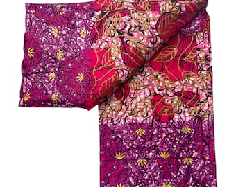 Pink & Gold Embroidered African Lace Fabric | Luxury Ankara Wax with Sequins | 6 Yards