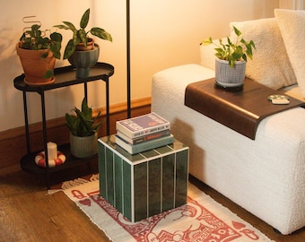 Tile Plant Stand | Handmade Indoor Stool | Modern Minimalist | Small Side Table | Ceramic Display | Gift