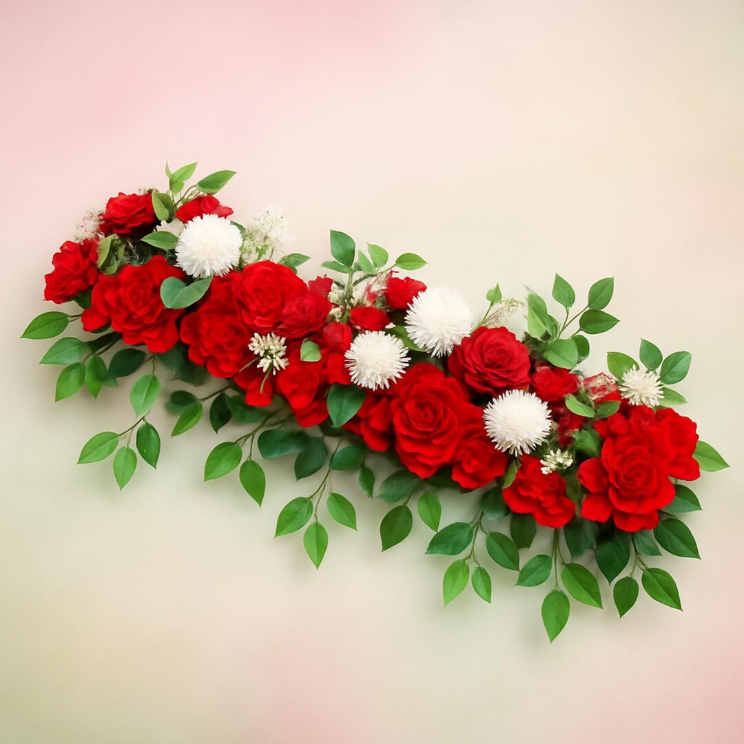 White Rose Artificial Flower Row 100cm Wedding Table Centerpiece ...
