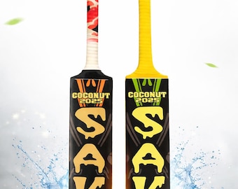 Saki Coconut Wood Tape Ball Cricket Bat – Adult Size, Hardwood Blade, Full Cane Handle