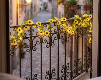 Solrosljusslinga – Ljusslinga för inomhusbruk | Gåvofull trädgårdsdekoration | Vinranka för sovrum och bröllop