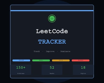 Rastreador de LeetCode | Planificador de entrevistas de programación | Rastreador de estudios para ingenieros de software | Planificador para estudiantes de informática | Descarga digital