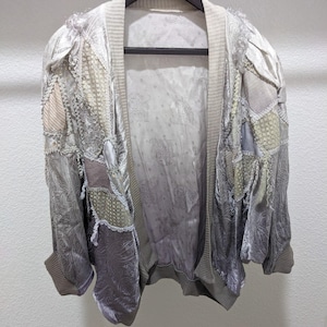 Vintage Patchwork Open Cardigan OS Batwing Sleeve Lace Wearable Art Whimsigoth