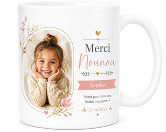 Mug Nounou Personnalisé Photo | Tasse Merci Nounou Assistante Maternelle