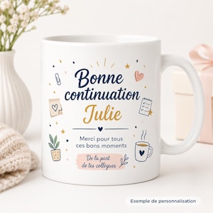 Mug Départ Collègue Personnalisé avec Prénom | Cadeau Pot de Départ, Au Revoir, Retraite ou Changement d’Entreprise