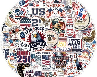 110 Pieces America 250th Anniversary Stickers -Vinyl Waterproof Decals for Laptop, Water Bottle