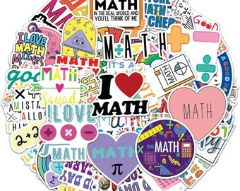 Math Stickers Pack -Vinyl Waterproof Decals for Water Bottle, Laptop 50 Pieces,