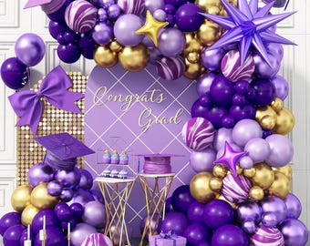 Purple and Gold Balloon Arch Kit 110Pcs