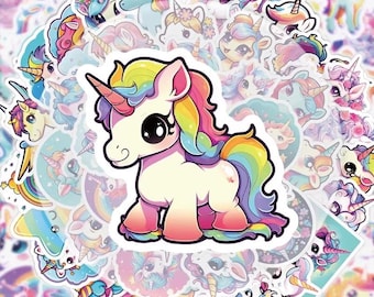 50pcs Waterproof Unicorn Stickers – Kids Teens Laptop Water Bottle DIY Decor
