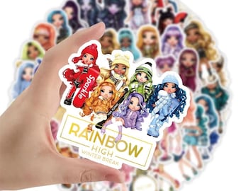 Rainbow High Winter Break Doll Stickers: Waterproof Vinyl Decals for DIY Decor