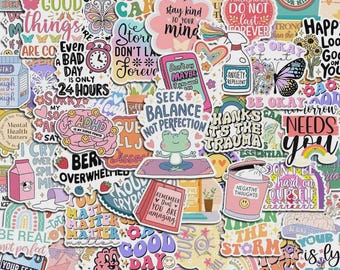 300PCS Mental Health Stickers, Positive Affirmation Vinyl Decor (Waterproof)