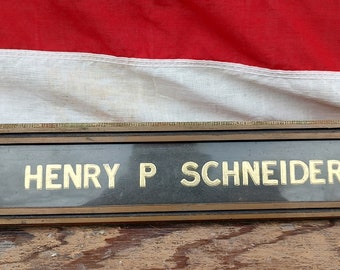 Vintage mid century modern desk name holder