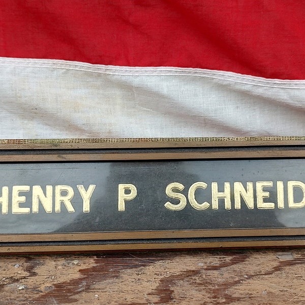 Vintage mid century modern desk name holder