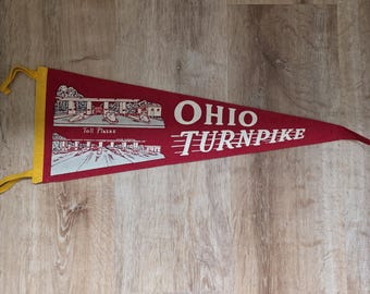 Vintage Ohio Turnpike Souvenir Felt Pennant