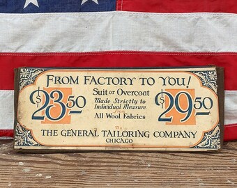 Vintage The General Tailoring Company Chicago Advertising piece