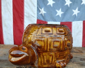 Vintage McCoy Smiling Turtle American Pottery Planter