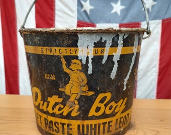 Vintage Metal Dutch Boy advertising paint bucket
