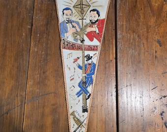 Vintage Bourbon Street New Orleans Louisiana Souvenir Pennant Birthplace of Jazz