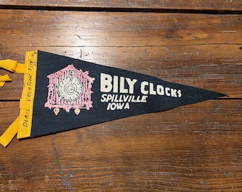 Vintage Bily Clocks Spillville Iowa Souvenir Felt Pennant