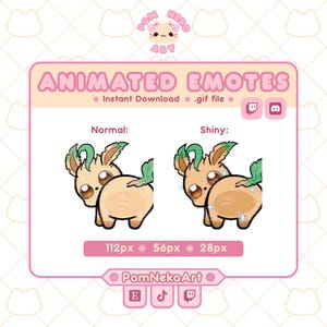 Emote animado de sacudir folha | Transmissão na Twitch, emoji do Discord | Raposa de grama / Pokémon brilhante / Abanar o traseiro